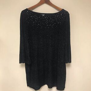 Alfani velvet patterned dress with beaded neckline 1X